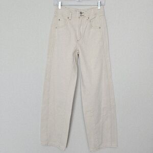 Free People Cream Wide Leg Jeans